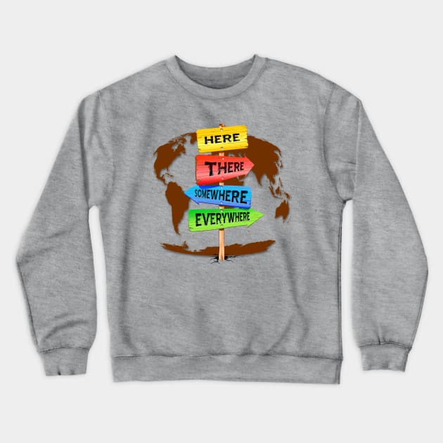 Directions Panels Wanderlust Crewneck Sweatshirt by BluedarkArt